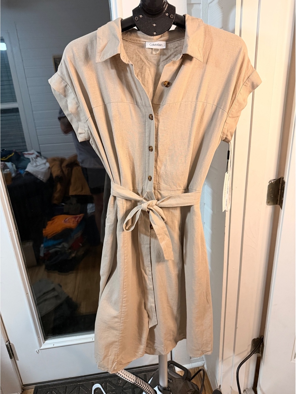 Calvin Klein Beige Belted Shirt Dress